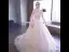 Vintage / Originale Champagne Transparentes Robe De Mariée 2019 Princesse Col Haut Gonflée Manches Longues Perle Perlage Chapel Train Volants