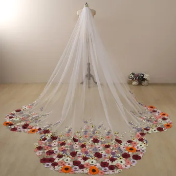 Blomsterfe Hvit 3d Lace 1 5 M Brudeslør 2024 Tyll Bryllups Bryllup Tilbehør