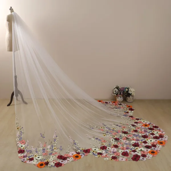 Flower Fairy White 3D Lace 1.5 m Wedding Veils 2024 Tulle Bridal Wedding Accessories