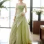 Stunning Sage Green Beading Lace Flower Prom Dresses 2024 A-Line / Princess Off-The-Shoulder Short Sleeve Backless Floor-Length / Long Prom Formal Dresses