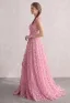 Blushing Pink 3D Lace Square Neckline Prom Dresses A-Line / Princess Sleeveless Fairytale Formal Dresses Split Front