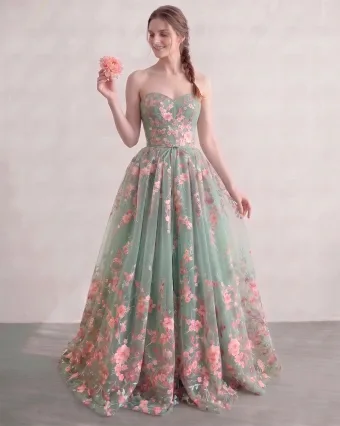 Sage Green Sweetheart Embroidered Flower Prom Dresses Sleeveless Floor Length Long A Line Princess Flower Fairy Formal Dresses