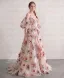 Sheer Beauty Champagne Embroidered Floral Prom Dresses V-Neck Removable sleeves Split Front 2026