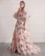 Sheer Beauty Champagne Embroidered Floral Prom Dresses V-Neck Removable sleeves Split Front 2026