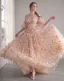 Fairytale Champagne 3D Lace Flower A-Line / Princess Prom Dresses Removable sleeves