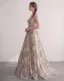 Korset-top Broderet Blomsten Champagne Tulle Gallakjoler 2026 Prinsesse Lange Spaghetti Straps