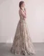 Korset-top Broderet Blomsten Champagne Tulle Gallakjoler 2026 Prinsesse Lange Spaghetti Straps