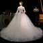 Muslim Elegant Ivory Beading Pearl Sequins Winter Wedding Dresses 2023 Ball Gown High Neck Long Sleeve Royal Train Wedding