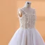 Chic / Beautiful White Beading Pearl Short Birthday Flower Girl Dresses 2024 Spaghetti Straps Sleeveless Backless