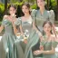 Simple Vert Cendré Satin Robe Demoiselle D'honneur 2022 Princesse Manches Courtes Dos Nu Noeud Longue Robe Demoiselle D'honneur