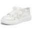 Elegante Ivory / Creme Schleife Spitze Blumen Hochzeit Turnschuhe 2024 4 cm Plateau Runde Zeh Brautschuhe