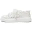 Elegante Ivory / Creme Schleife Spitze Blumen Hochzeit Turnschuhe 2024 4 cm Plateau Runde Zeh Brautschuhe