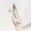 Elegant Ivory Wedding Shoes Rhinestone Bow 2024 6 cm Pumps Pointed Toe Stiletto Heels