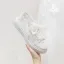 Elegante Ivory / Creme Schleife Spitze Blumen Hochzeit Turnschuhe 2024 4 cm Plateau Runde Zeh Brautschuhe