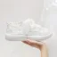 Elegante Ivory / Creme Schleife Spitze Blumen Hochzeit Turnschuhe 2024 4 cm Plateau Runde Zeh Brautschuhe