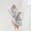 Fashion Bling Bling Silver Sequins Wedding Sneakers 2024 4 cm Platform Round Toe Wedding Shoes