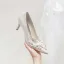 Élégant Ivoire Perle Faux Diamant Chaussure De Mariée 2024 8 cm Talons Aiguilles À Bout Pointu Mariage Escarpins Talons Hauts