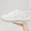 Elegant Ivory Rhinestone Lace Flower Wedding Sneakers 2024 4 cm Platform Round Toe Wedding Shoes