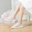 Elegant Ivory Lace Flower Rhinestone Wedding Sneakers 2024 4 cm Platform Round Toe Wedding Shoes