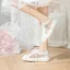 Elegante Ivoor Rhinestone Kant Strik Sportschoenen 2024 4 cm Plateau Ronde Neus Bruidsschoenen