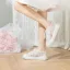 Stilig Elfenben Rosett Spets Blomma Bröllop Sneakers 2024 4 cm Platåskor Pande Zote Toe Brudskor