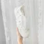Mode Ivoire En Dentelle Fleur Appliques Faux Diamant Mariage Baskets 2024 4 cm Plateforme À Bout Rond Chaussure De Mariée