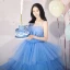 Charming Pool Blue Cascading Ruffles Party Dresses 2022 Ball Gown Spaghetti Straps Sleeveless Backless Floor-Length / Long Evening Party Formal Dresses