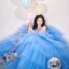 Charming Pool Blue Cascading Ruffles Party Dresses 2022 Ball Gown Spaghetti Straps Sleeveless Backless Floor-Length / Long Evening Party Formal Dresses