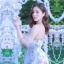 Flower Fairy Ivory Printing Prom Dresses 2022 A-Line / Princess Off-The-Shoulder Short Sleeve Backless Floor-Length / Long Formal Dresses