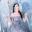 Scintillantes Bleu Ciel Glitter Paillettes Robe De Bal 2022 Robe Boule De l'épaule Manches Courtes Dos Nu Longue Robe De Ceremonie