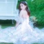 Flower Fairy Ivory Printing Prom Dresses 2022 A-Line / Princess Off-The-Shoulder Short Sleeve Backless Floor-Length / Long Formal Dresses