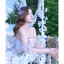 Flower Fairy Ivory Printing Prom Dresses 2022 A-Line / Princess Off-The-Shoulder Short Sleeve Backless Floor-Length / Long Formal Dresses