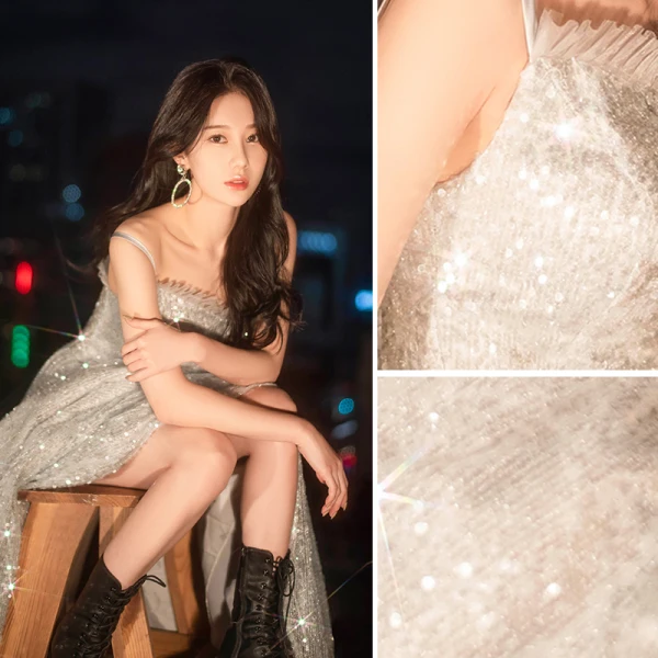 Sparkly Silver Sequins Evening Dresses 2022 A-Line / Princess Spaghetti Straps Sleeveless Backless Floor-Length / Long Evening Party Formal Dresses