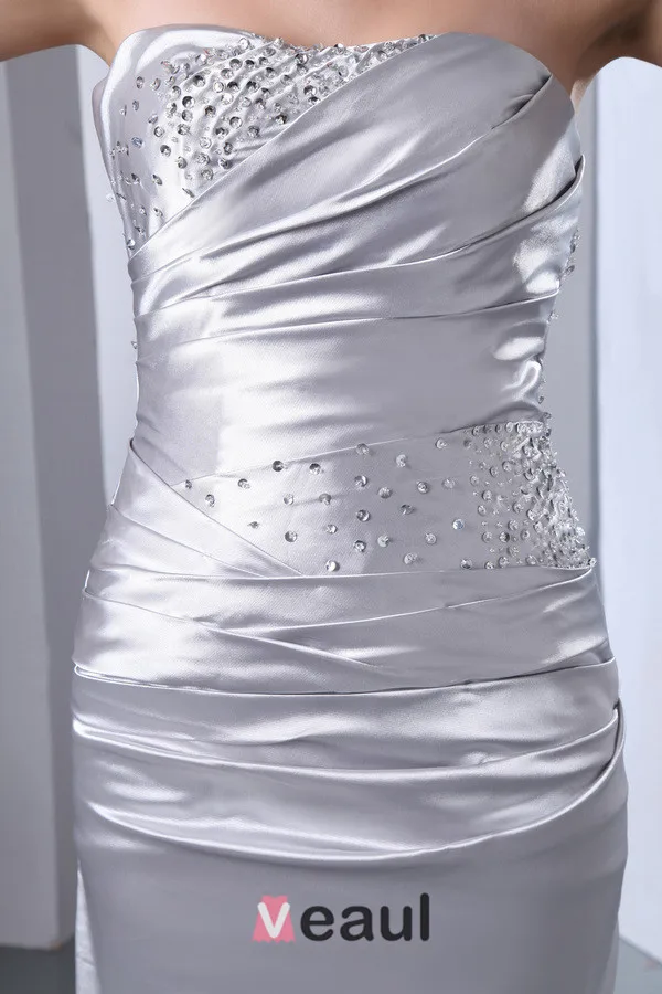 Rimelige Elastic Woven Satin Fotsid Kjæreste Lange Aftenkjoler/ Selskapskjoler
