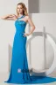2015 Beading Crystals Ruched Zipper One Shoulder long Evening Dresses