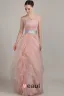 Longues Robe De Soirée Une Épaule Lisse Manches Roses