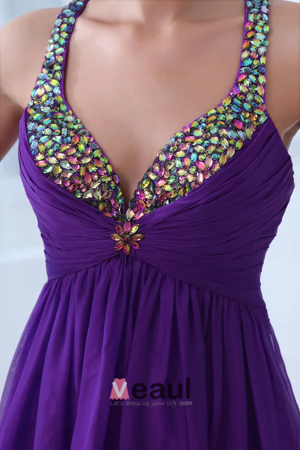 2015 Popular Beading Crystals Draped Backless Straps Long Evening Dresses