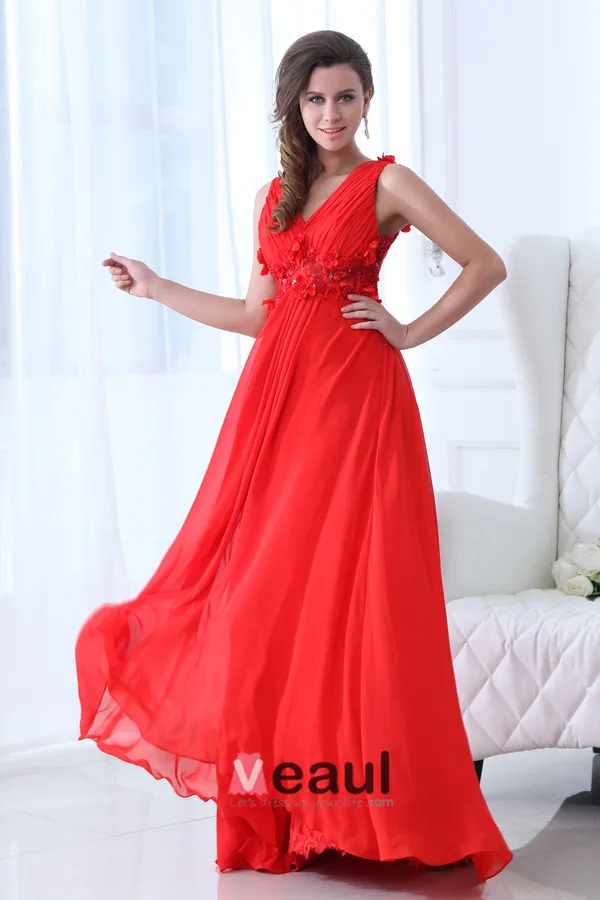 2015 Classical Backless Beading Appliques Flowers Draped long Evening Dresses