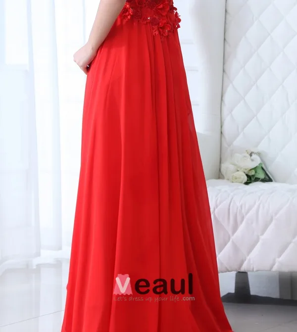 2015 Classical Backless Beading Appliques Flowers Draped long Evening Dresses