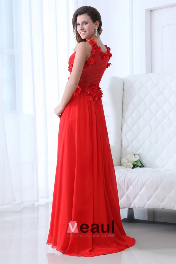 2015 Classical Backless Beading Appliques Flowers Draped long Evening Dresses
