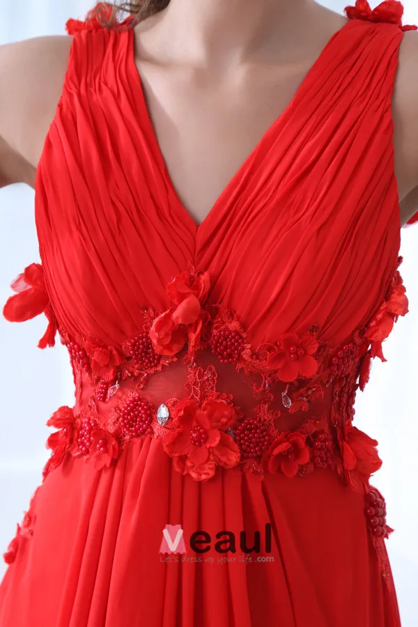 2015 Classical Backless Beading Appliques Flowers Draped long Evening Dresses