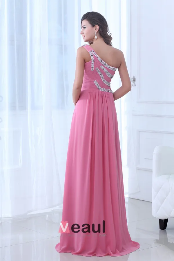 2015 Charming Chiffon Elastic Woven Satin Watermelon A-line long Evening Dresses