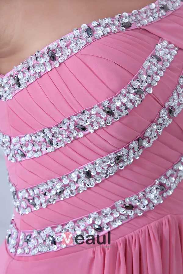 2015 Charming Chiffon Elastic Woven Satin Watermelon A-line long Evening Dresses