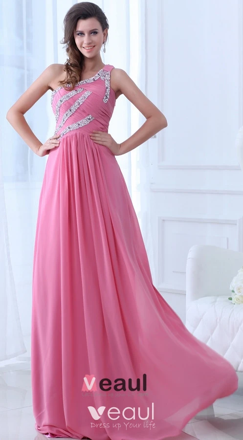 Watermelon Chiffon Prom Dresses