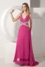 Ärmlös V-ringad Golv Längd Fuchsia Chiffong Aftonklänningar