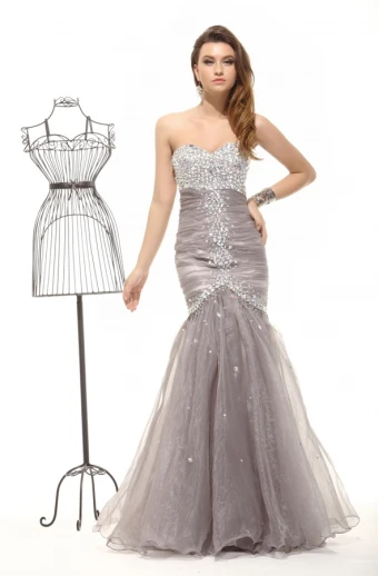 2015 Fashion Champagne No Train Mermaid Evening Dresses