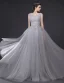 Une Ligne Sans Manches Dentelle Brodée Robe De Bal En Tulle