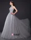 Une Ligne Sans Manches Dentelle Brodée Robe De Bal En Tulle