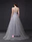 Une Ligne Sans Manches Dentelle Brodée Robe De Bal En Tulle