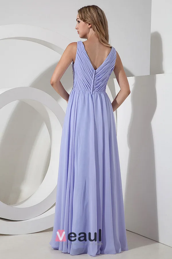 La Dernière Glissière Mousseline Lavande Longue Robes De Soirée